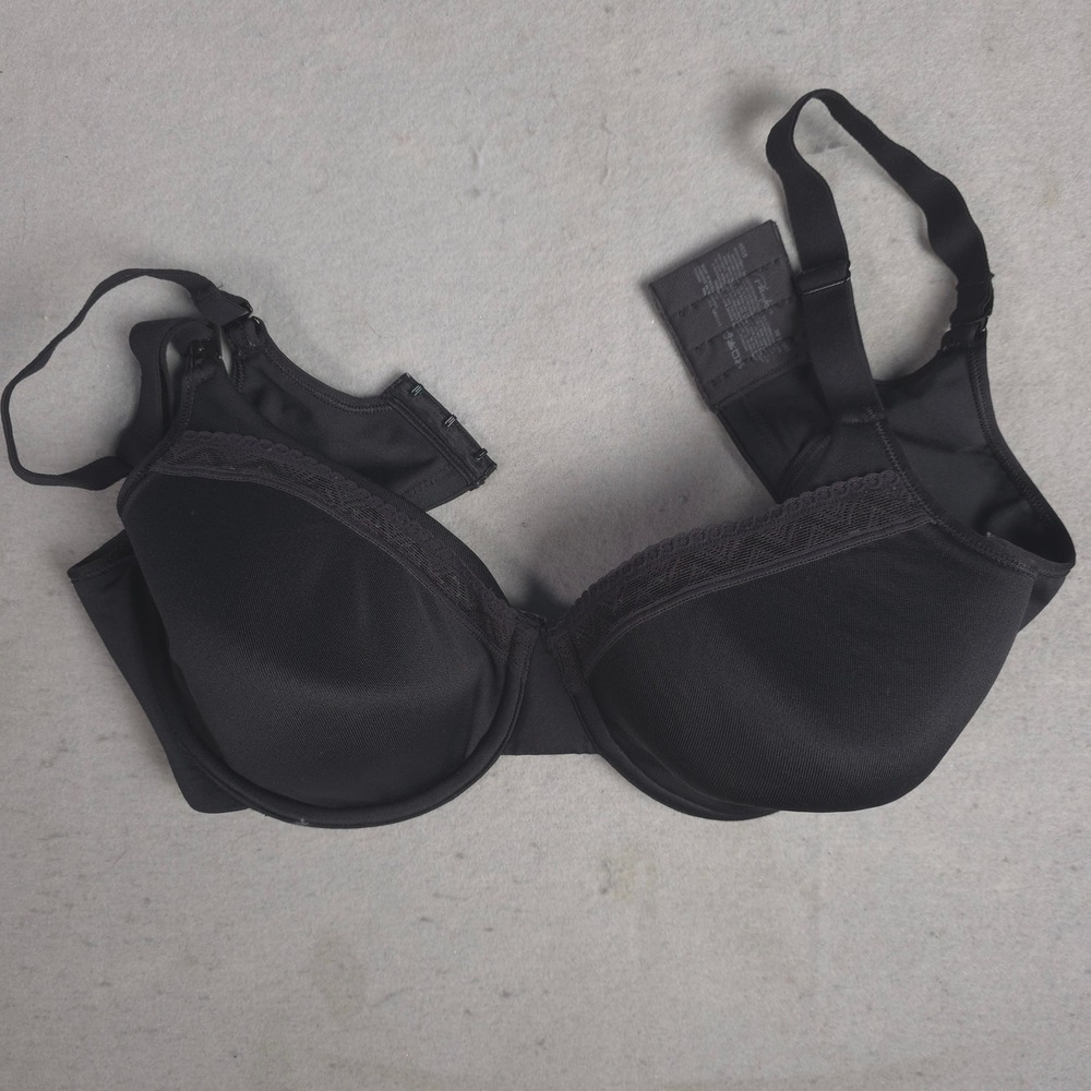 Playtex 1959 Secrets Feel Good Support Black Bra‎ 38 D/DD Lace Trim